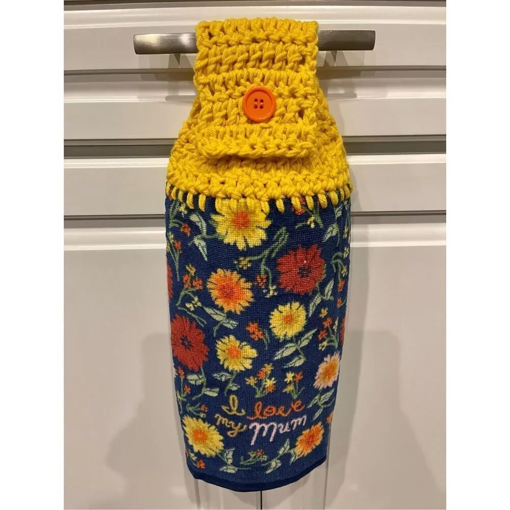 Crochet Top Kitchen Towel- Flowers-I love my mum